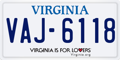 VA license plate VAJ6118
