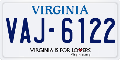 VA license plate VAJ6122