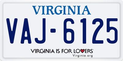 VA license plate VAJ6125