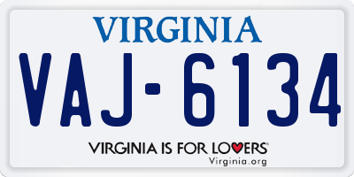 VA license plate VAJ6134