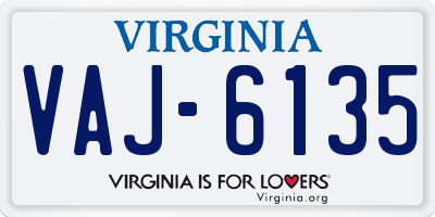 VA license plate VAJ6135