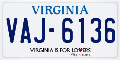 VA license plate VAJ6136