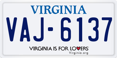 VA license plate VAJ6137