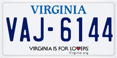 VA license plate VAJ6144
