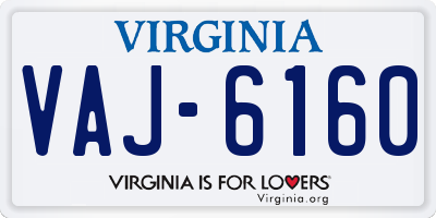 VA license plate VAJ6160