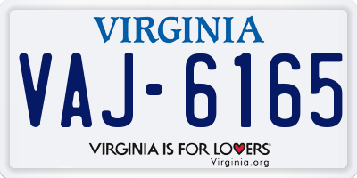 VA license plate VAJ6165