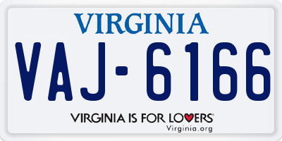 VA license plate VAJ6166