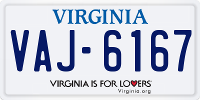 VA license plate VAJ6167