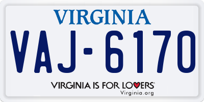 VA license plate VAJ6170