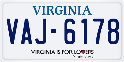 VA license plate VAJ6178