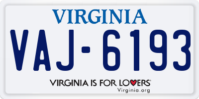 VA license plate VAJ6193