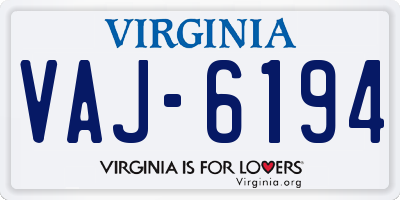 VA license plate VAJ6194
