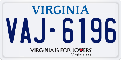 VA license plate VAJ6196