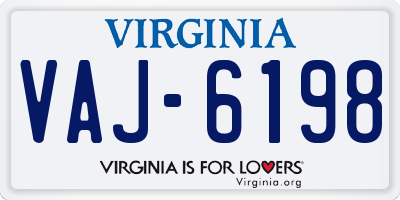 VA license plate VAJ6198