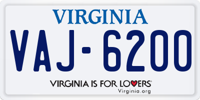 VA license plate VAJ6200