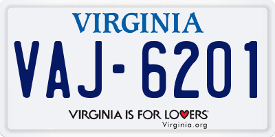 VA license plate VAJ6201
