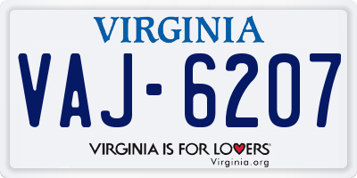 VA license plate VAJ6207