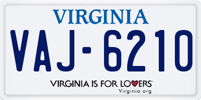 VA license plate VAJ6210