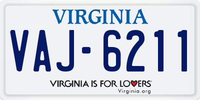 VA license plate VAJ6211