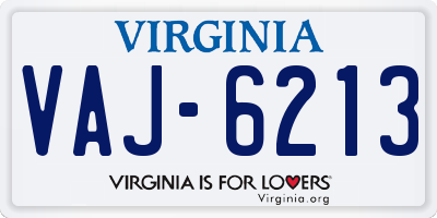 VA license plate VAJ6213