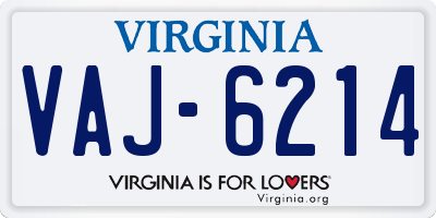 VA license plate VAJ6214