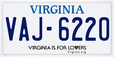 VA license plate VAJ6220