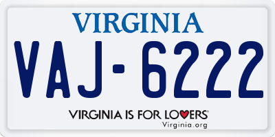 VA license plate VAJ6222