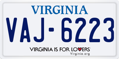 VA license plate VAJ6223