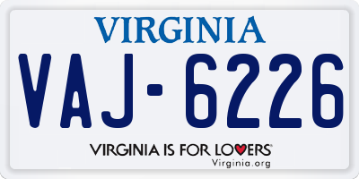 VA license plate VAJ6226