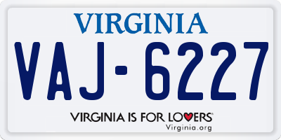 VA license plate VAJ6227