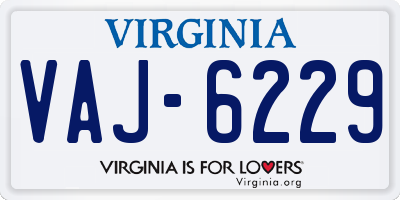 VA license plate VAJ6229