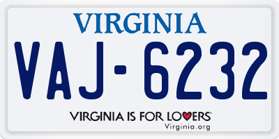 VA license plate VAJ6232