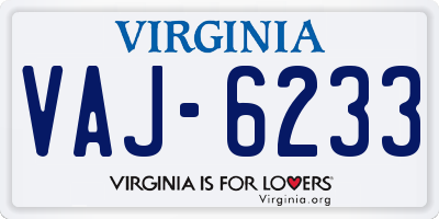 VA license plate VAJ6233