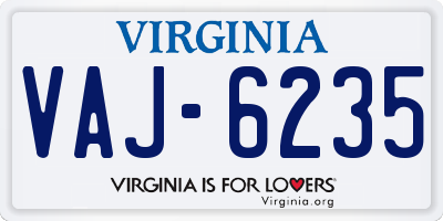 VA license plate VAJ6235