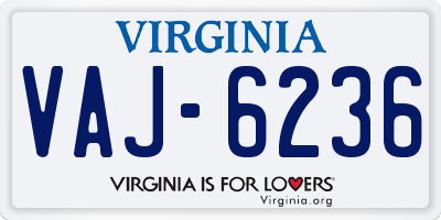 VA license plate VAJ6236