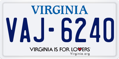 VA license plate VAJ6240