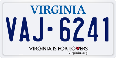 VA license plate VAJ6241