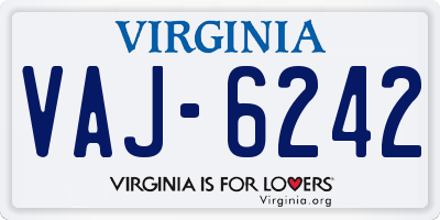 VA license plate VAJ6242