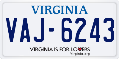 VA license plate VAJ6243