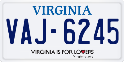 VA license plate VAJ6245