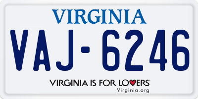 VA license plate VAJ6246