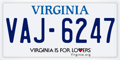 VA license plate VAJ6247