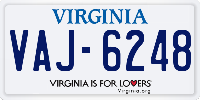 VA license plate VAJ6248