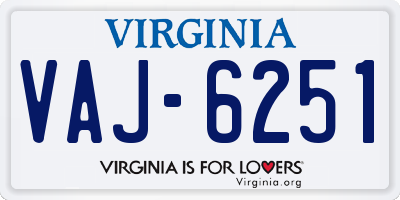 VA license plate VAJ6251