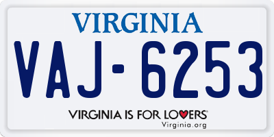VA license plate VAJ6253
