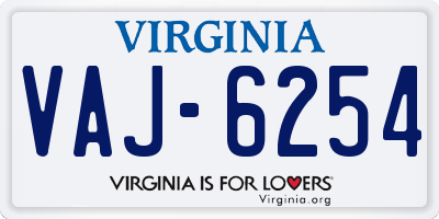 VA license plate VAJ6254