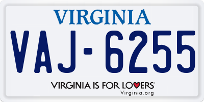VA license plate VAJ6255