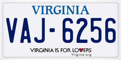 VA license plate VAJ6256