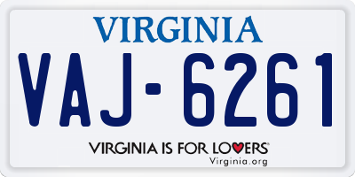 VA license plate VAJ6261