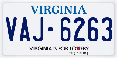 VA license plate VAJ6263